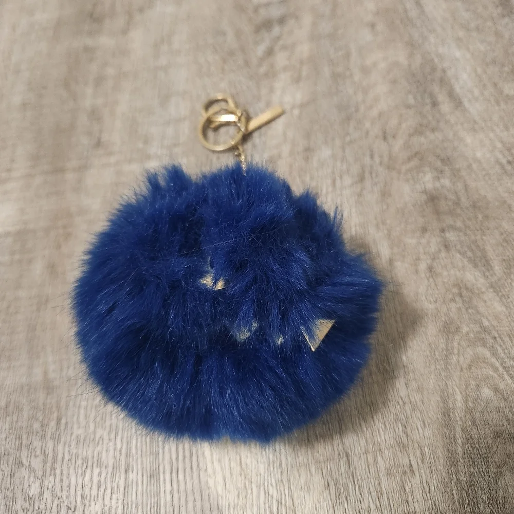 Aldo Blue Fuzzy Monster Pom Pom Keychain